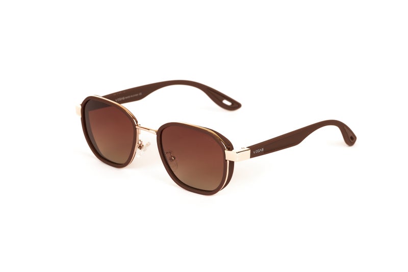 VEGAS Full Rim Hexagon Unisex Saddle Brown  Sunglasses V2068 S C5 - Image 2